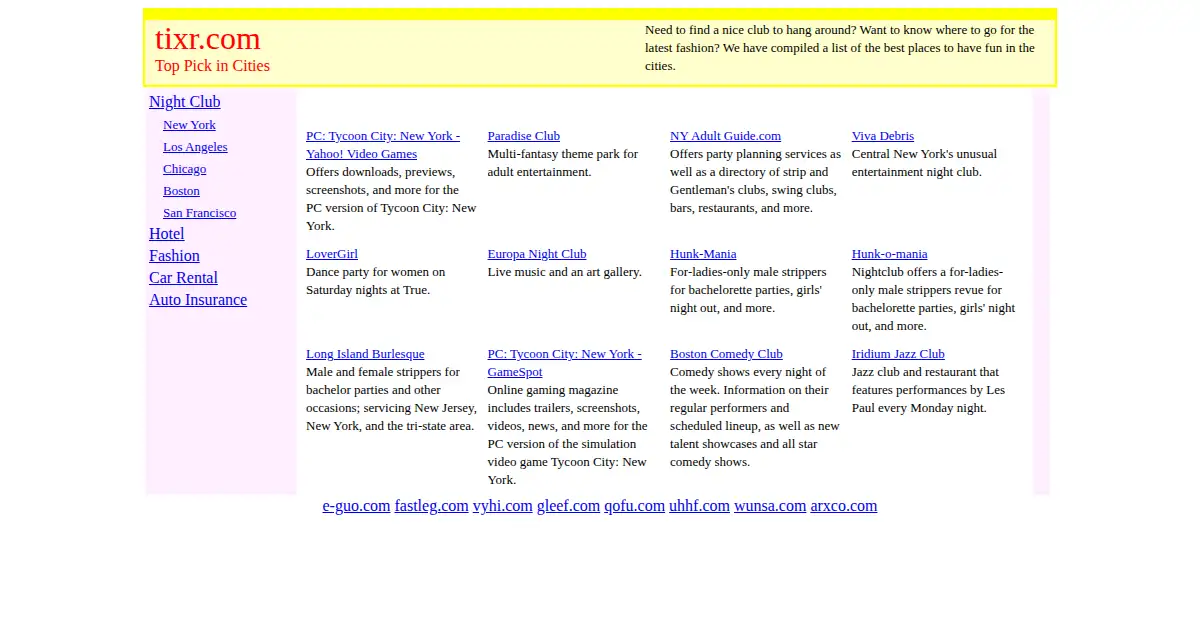 tixr.com as the Internet Archive first saved it, 21 Jun 2006