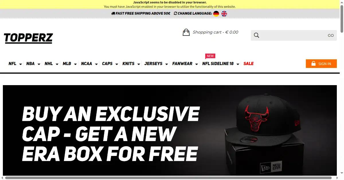 topperzstore.com as the Internet Archive first saved it, 12 Dec 2018