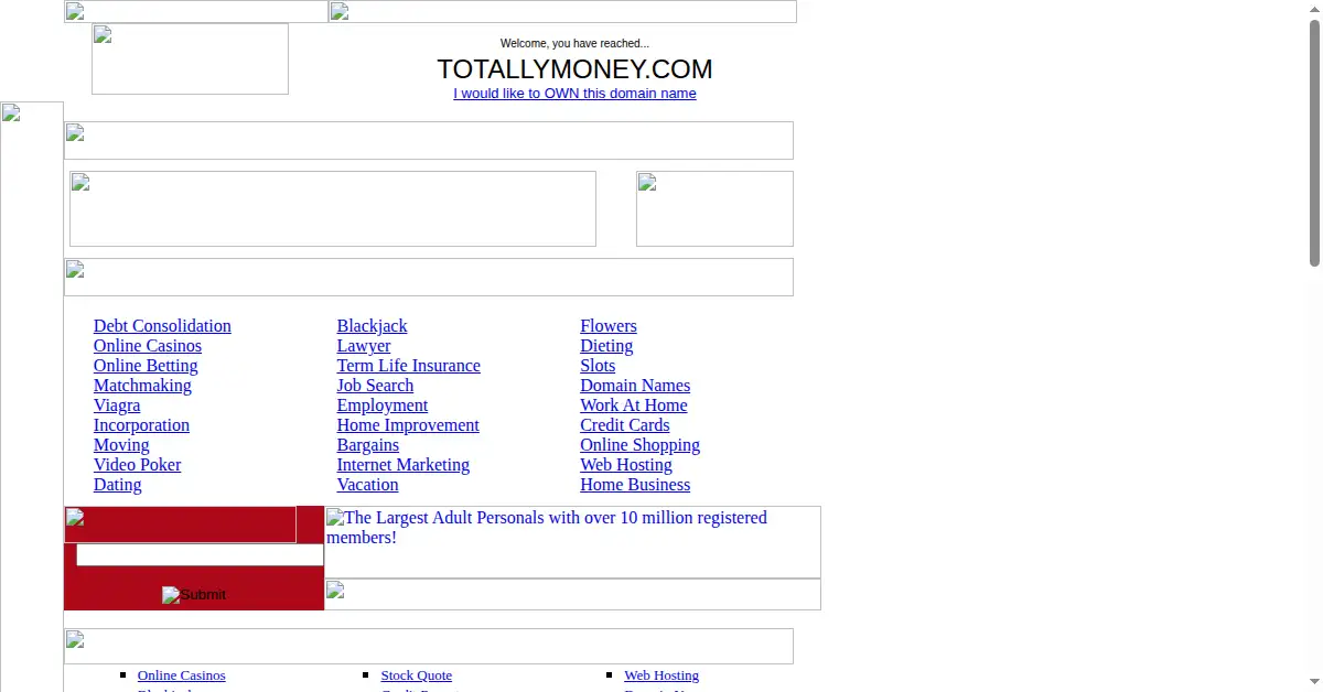 totallymoney.com as the Internet Archive first saved it, 30 Jan 2003