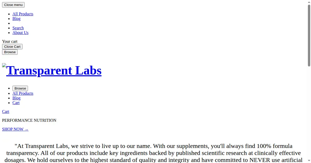 transparentlabs.com as the Internet Archive first saved it, 11 Jul 2015