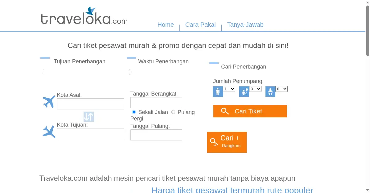 traveloka.com as the Internet Archive first saved it, 2 Jan 2013