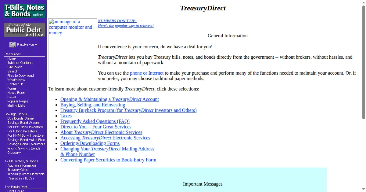 treasurydirect.gov as the Internet Archive first saved it, 2 Mar 2000