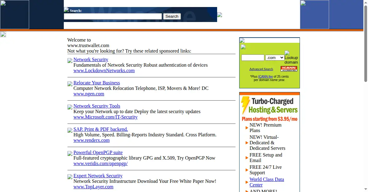 trustwallet.com as the Internet Archive first saved it, 10 Nov 2005