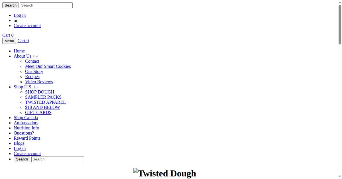 twisteddough.shop as the Internet Archive first saved it, 27 Sep 2022