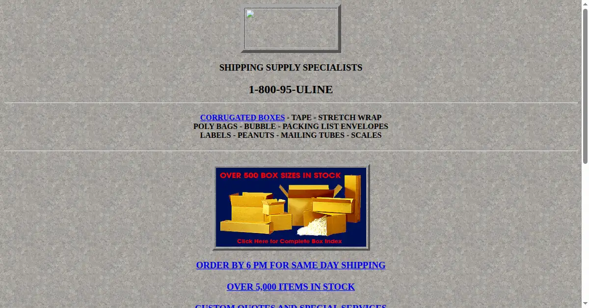 uline.com as the Internet Archive first saved it, 28 Dec 1996
