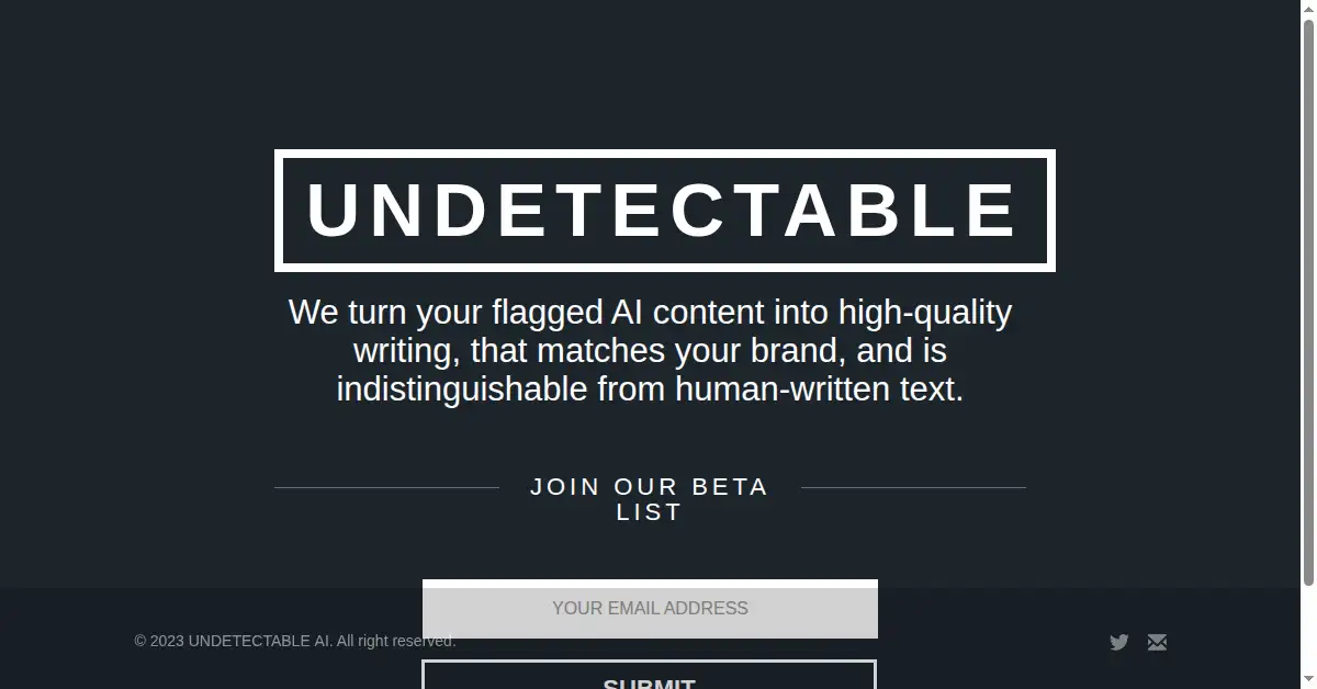 undetectable.ai as the Internet Archive first saved it, 8 Mar 2023