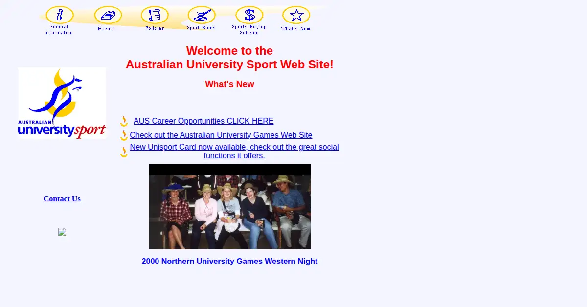 unisport.com.au as the Internet Archive first saved it, 22 Aug 2000