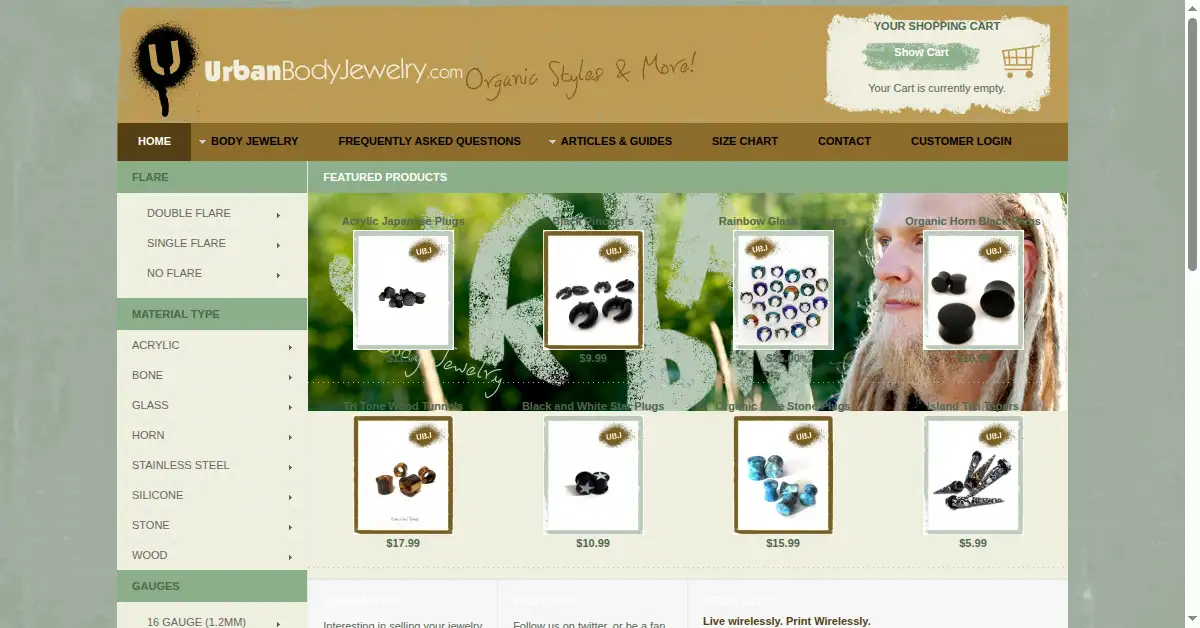 urbanbodyjewelry.com as the Internet Archive first saved it, 1 Feb 2011