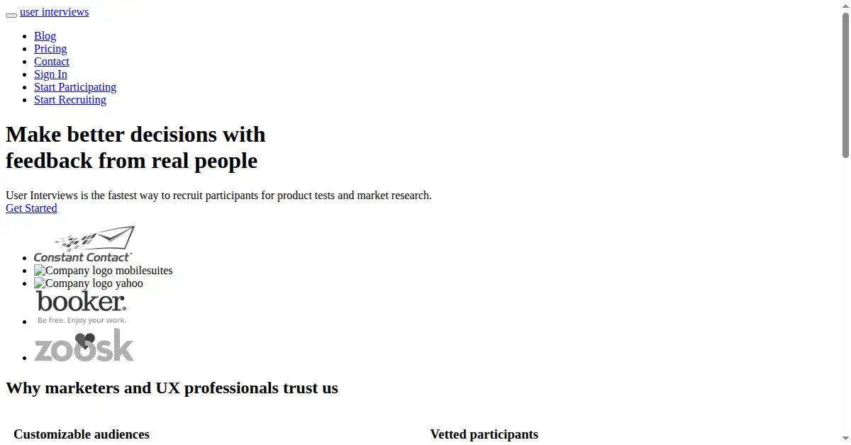 userinterviews.com as the Internet Archive first saved it, 14 Apr 2016