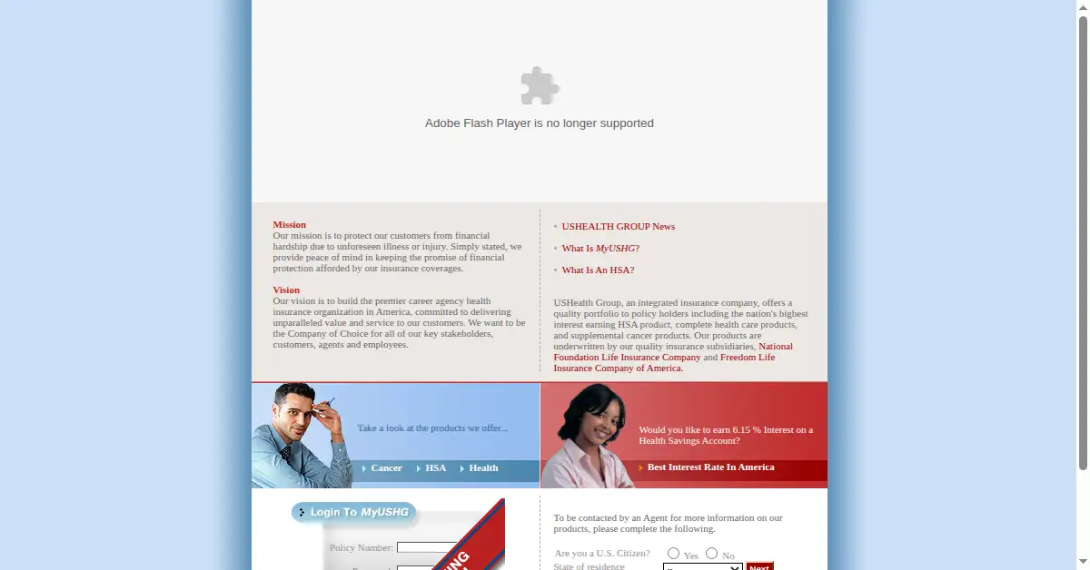 ushealthgroup.com as the Internet Archive first saved it, 9 Mar 2005