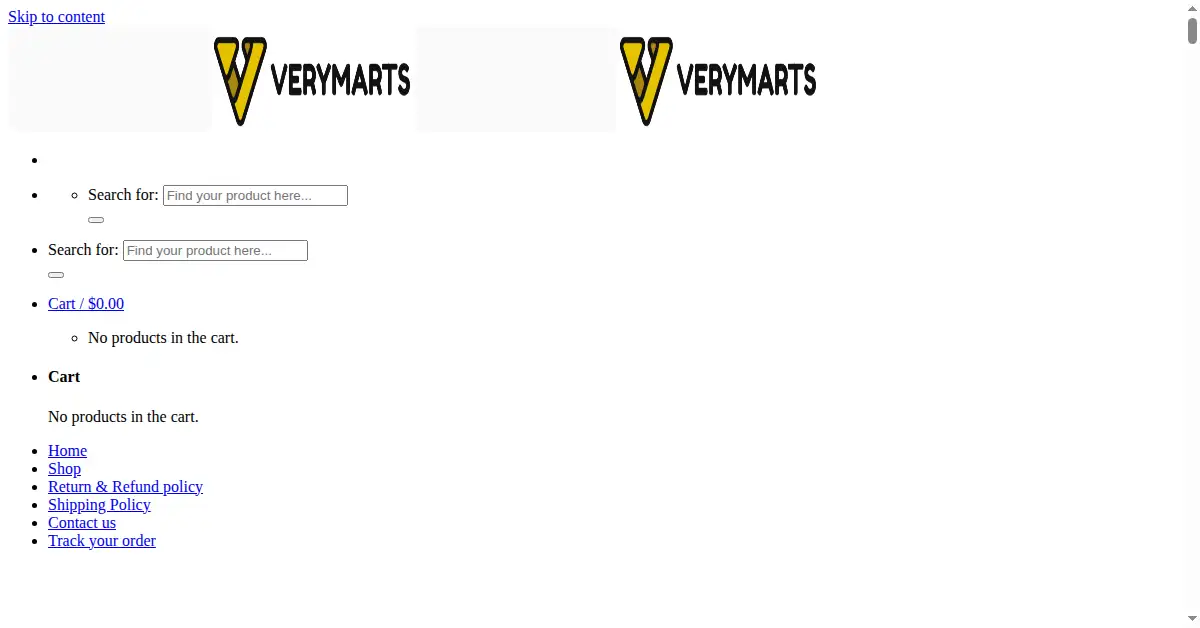 verymarts.com as the Internet Archive first saved it, 9 Jul 2022