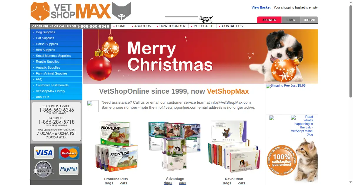 vetshopmax.com as the Internet Archive first saved it, 19 May 2014