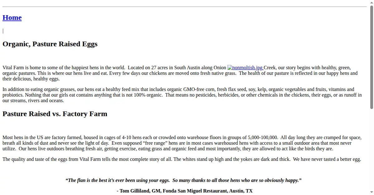 vitalfarms.com as the Internet Archive first saved it, 10 Mar 2009