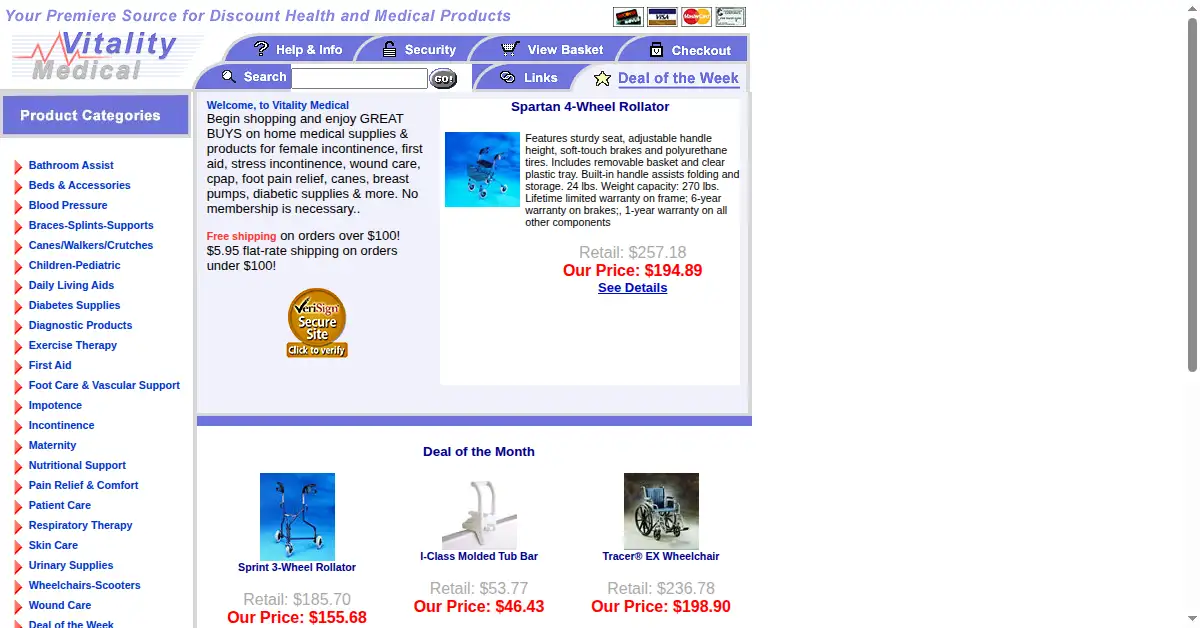 vitalitymedical.com as the Internet Archive first saved it, 30 Jan 2003