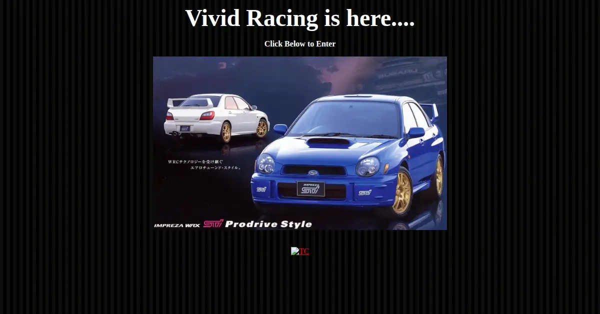 vividracing.com as the Internet Archive first saved it, 1 Oct 2001