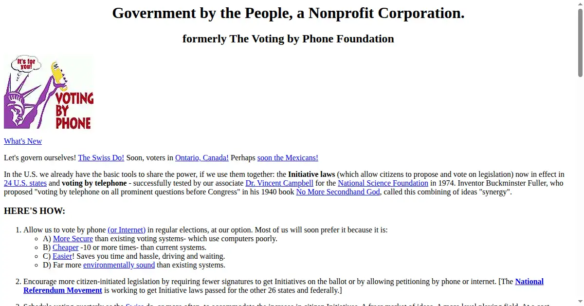 vote.org as the Internet Archive first saved it, 20 Dec 1996