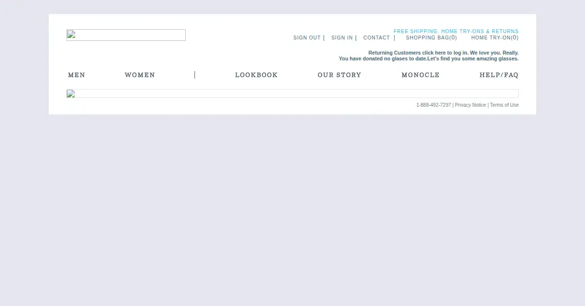 warbyparker.com as the Internet Archive first saved it, 21 Feb 2010