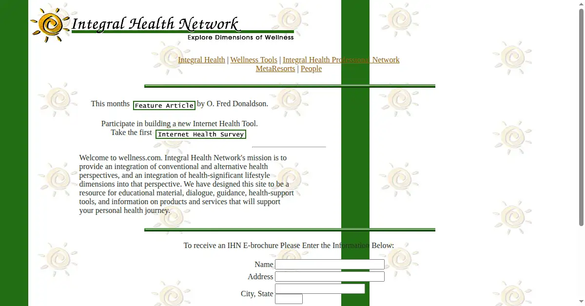 wellness.com as the Internet Archive first saved it, 15 Nov 1996