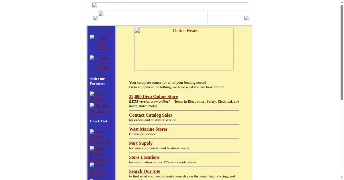 westmarine.com as the Internet Archive first saved it, 11 Dec 1997