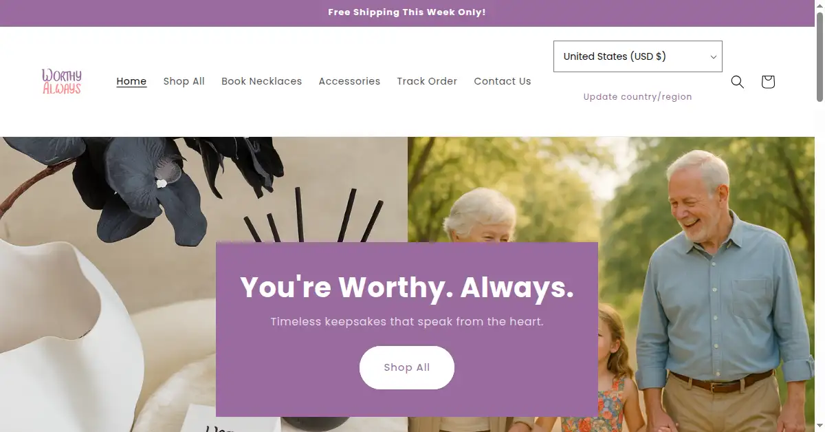 worthyalways.com as the Internet Archive first saved it, 27 Sep 2025