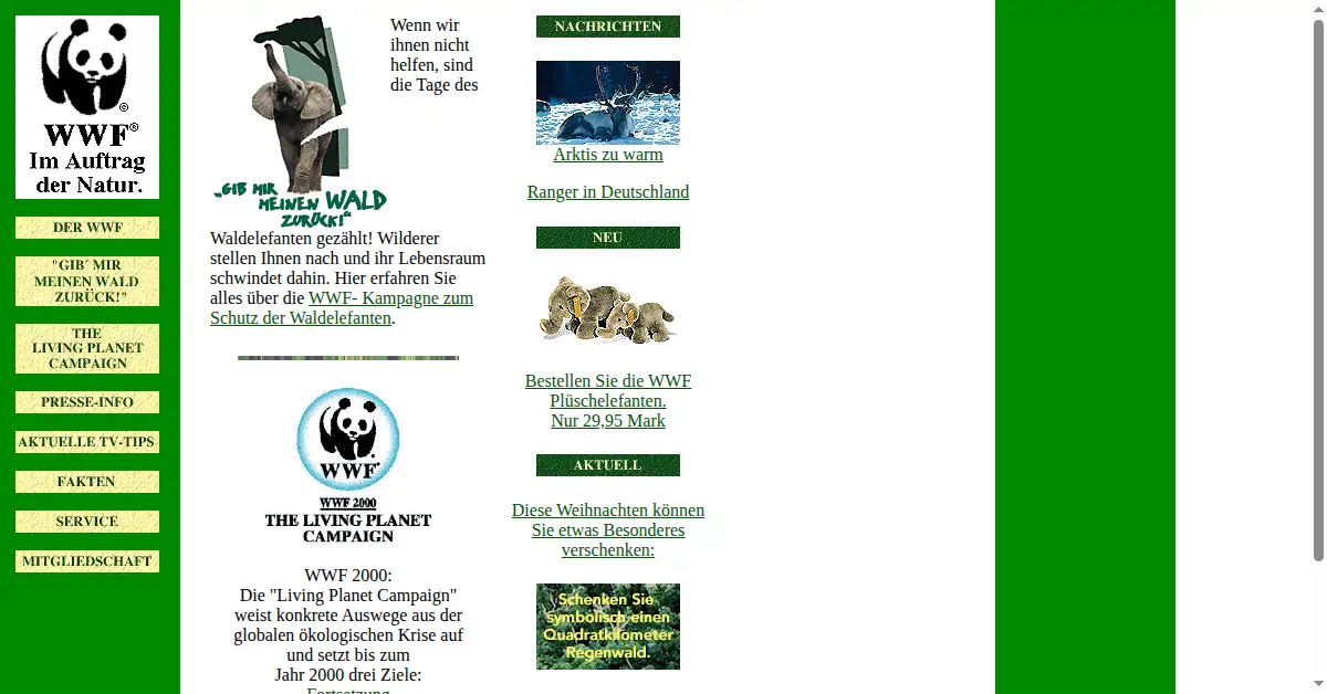 wwf.de as the Internet Archive first saved it, 28 Dec 1996