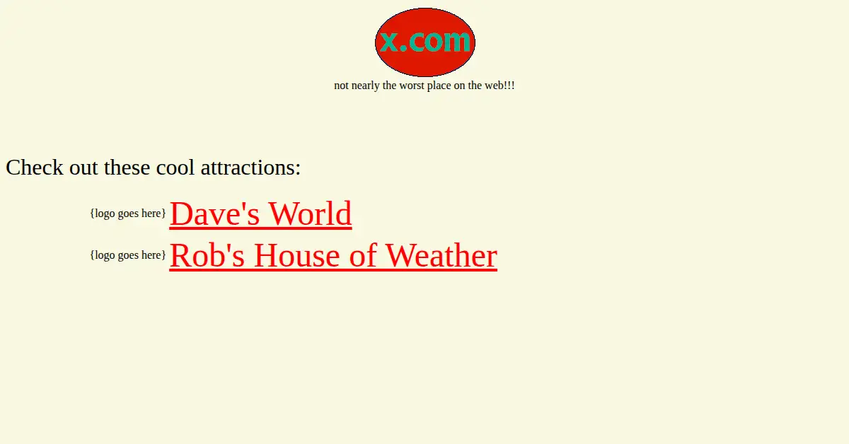 x.com as the Internet Archive first saved it, 11 Apr 1997