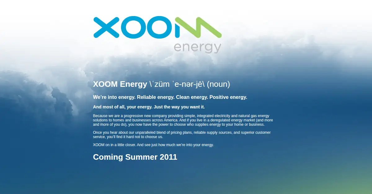 xoomenergy.com as the Internet Archive first saved it, 1 Jul 2011