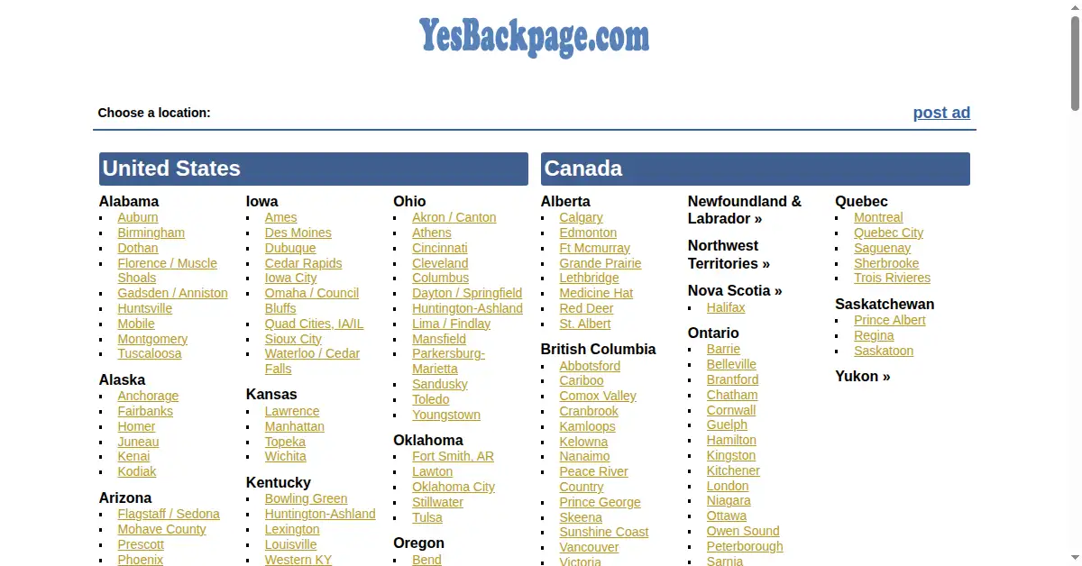 yesbackpage.com as the Internet Archive first saved it, 10 Jun 2018