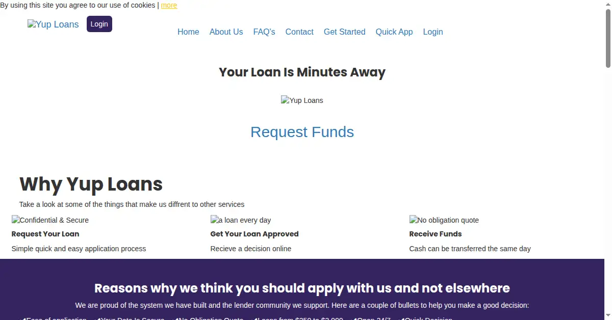 yuploans.com as the Internet Archive first saved it, 3 May 2022