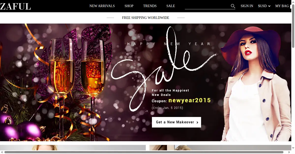 zaful.com as the Internet Archive first saved it, 24 Dec 2014