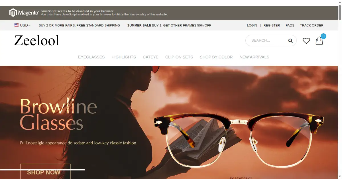 zeelool.com as the Internet Archive first saved it, 23 May 2018